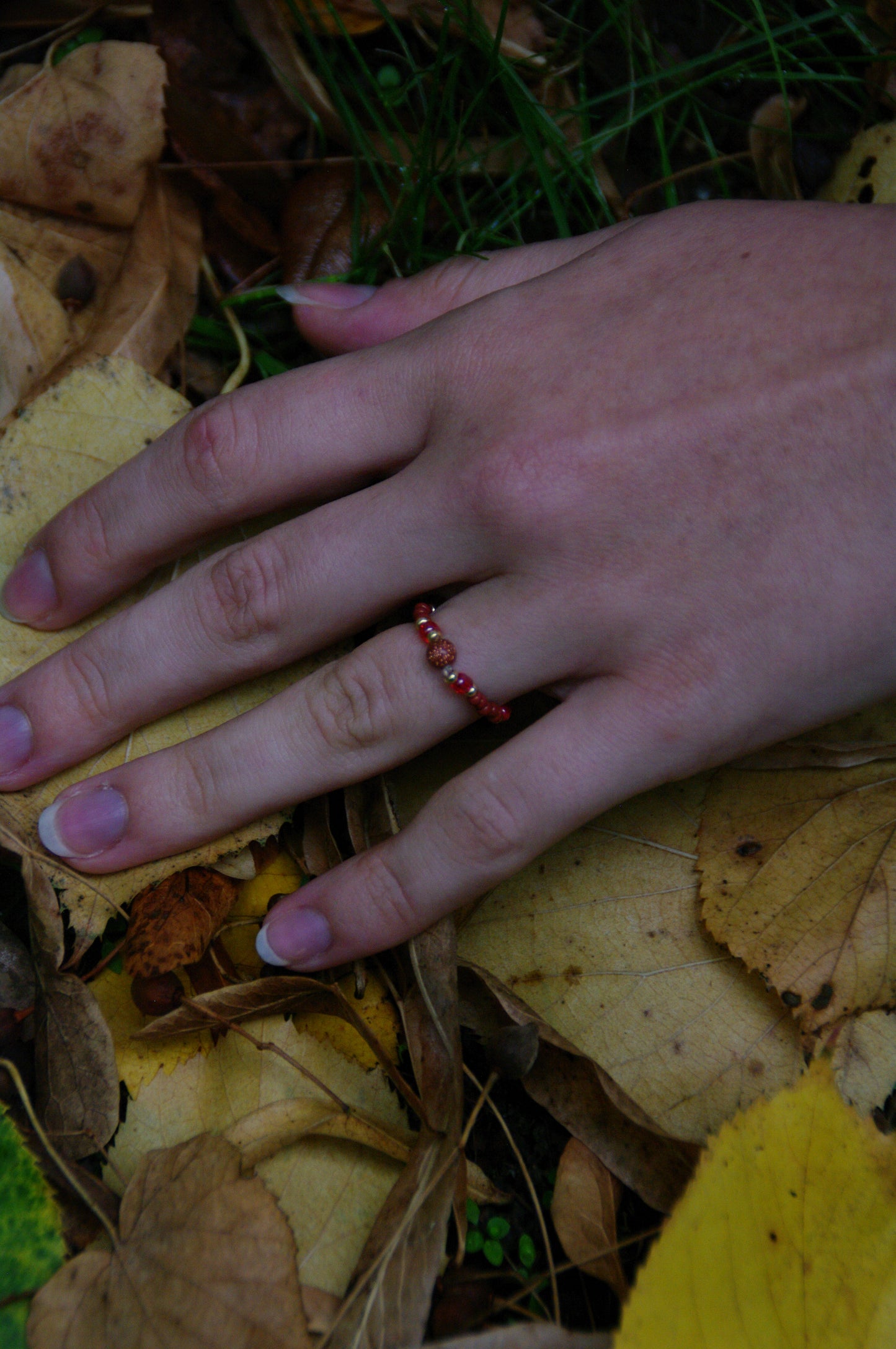 Deep Red Berry Ring with Goldstone