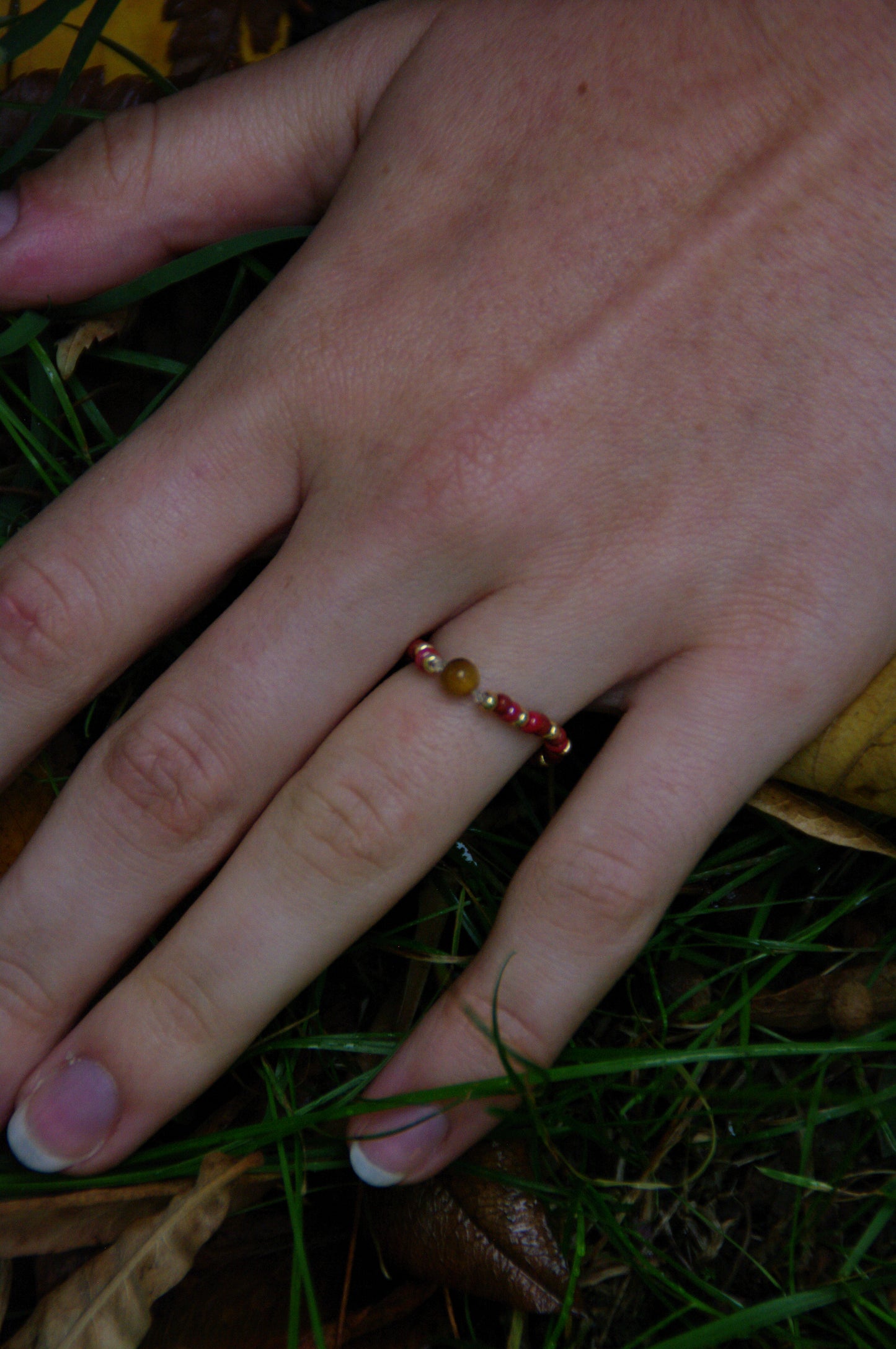 Red Berry Ring with Tiger's Eye